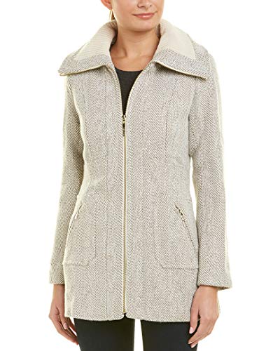 kensie Women's Full Zip Front Wool Blend Tweed Jacket