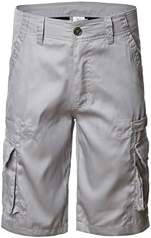 Greatrees Men's Cotton Zipper Multipocket Fitted Cargo Shorts