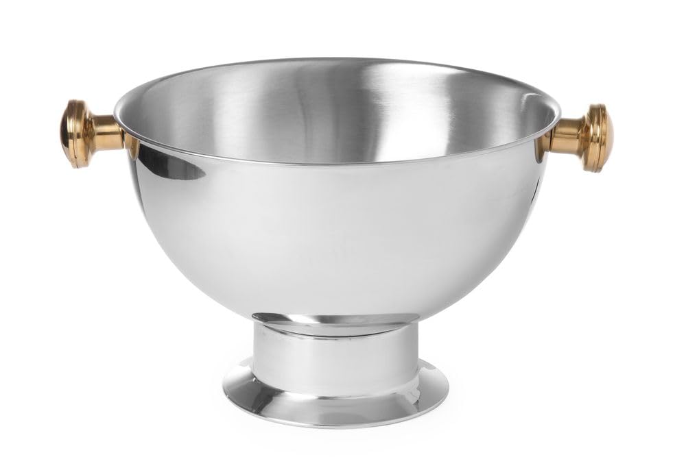 HENDI Cubitera para botellas, enfriador de bebidas tipo champanera, con dos agarraderas laterales, BarUp, 13,5L, ⌀370x(H)230mm, acero inoxidable