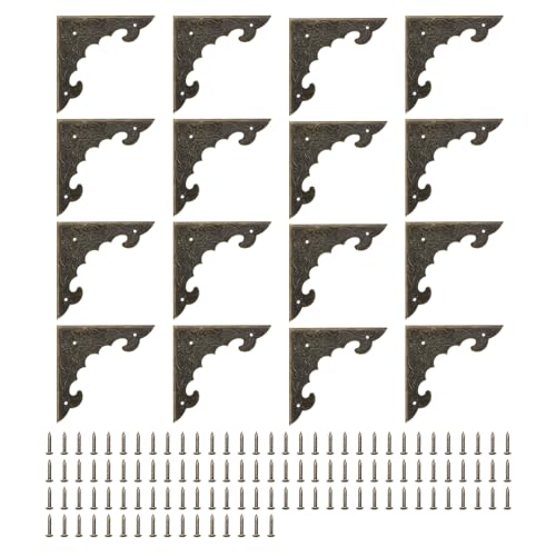 Image of uxcell 30pcs Vintage Corner Protector 2.3 inchx2.3 inchx0.2 inch Decorative Metal Edge Corner Protectors Brackets with Mounting Nails for Box Wooden Case Chest Table Desk Bronze