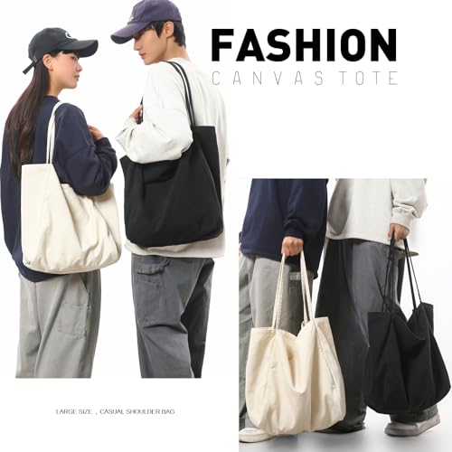 Image of Canvas Tote Bag for Women Large Hobo Shoulder Bag for Work Travel Casual Message Bag Tote Purse handbags