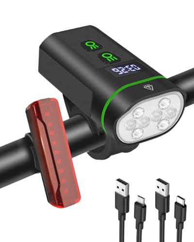 Victoper Bike Lights Front and Back 8000 Lumens Upgrade 8 LED Bike Lights IPX67 Waterproof Rechargeable Bike Lights Set Power Bank 10 Hours Running Time Bicycle Lights for Road Mountain Night Riding