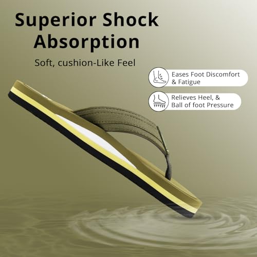 Image of Duosoft Men's Slipper Flip Flops, Black, Anti-Skid Rubber Sole, Superior Shock Absorption, Strong Arch Support, Super Soft