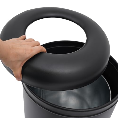 15.5Gal Commercial Open Top Trash Can, Commercial Trash Can, Stainless Steel Waste Basket Container, Outdoor Indoor Garbage Enclosure Basket, Round Open Top Rubbish Bin for Home, Commercial(Black) - Thumbnail 6