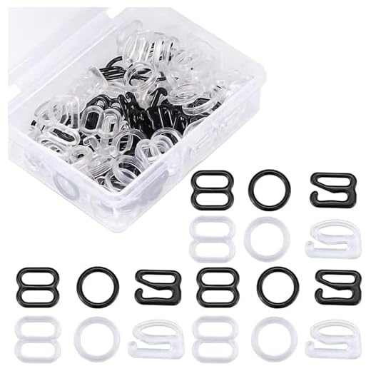 SelfTek BH Ringe 40 Sets Dessous Verstellriemen und Ringe 8 mm BH-Träger Slide Hakenverschluss für Badeanzüge Tops und Slip-Kleid mit einer Box, schwarz und weiß