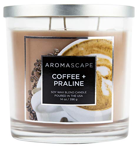Aromascape PT41461 3-Wick Scented Jar Candle, Coffee & Praline,14 Ounce