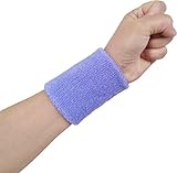 hycome muñeca Sweatband en 7 diferentes colores – atlético algodón paño de Terry pulseras brazaletes, Large, Pale Purple 5 Pairs