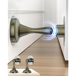 Door Stoppers Magnetic Door Catch - 2 Pack Stainless Steel Heavy Duty Door Stops for Bottom of Door, Wall & Floor Mounting No-Drill Strong Adhesive & Screws, Door Holder to Keep Door Open,Bronze