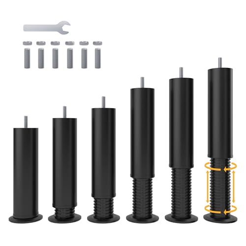 Yireehome Adjustable 8-12 inch Bed Legs Metal Replacement Heavy Duty Leg M8 M10 Thread 6Pcs Support Leg for Adjustable Bed Frame Sofa Cupboard Desk