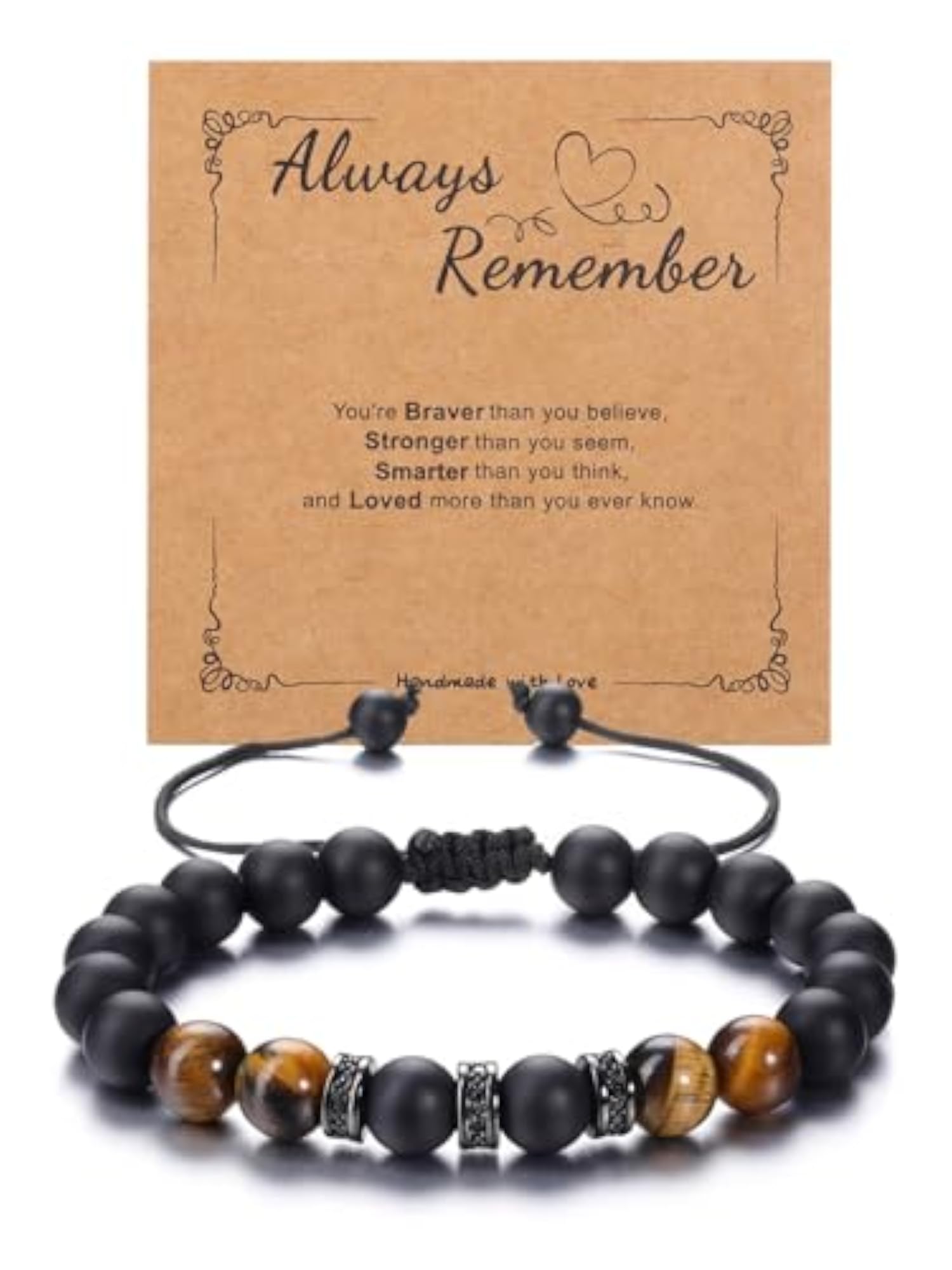 Men's Healing Tiger Eye & Black Agate Crystal Bracelet, Gift for Him