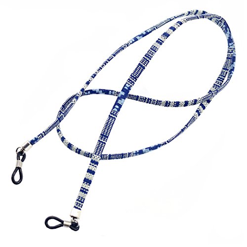 Cordon plat en coton pour lunettes de soleil, lunettes de lecture, bleu Cover