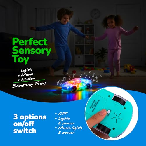 Image of ArtCreativity Light-Up Transparent Sensory Car Toy, Bump-and-Go, Ages 3+