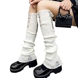 LCDIUDIU 2 Pares Y2K Calentadores De Piernas De Punto De Malla De Ganchillo para Mujer,Calentadores Largos Góticos Medias Altas hasta La Rodilla Calcetines Cómodos Toppers Otoño Cosplay Botas De