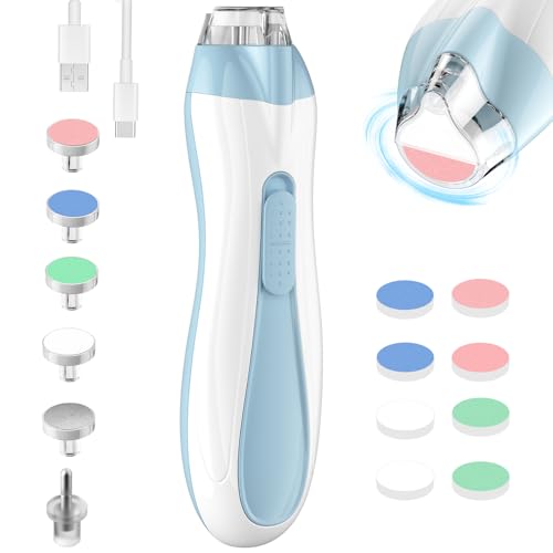 Image of Colarlemo Rechargeable Baby Nail Trimmer Electric Baby Nail File, 15-in-1 Baby Nail Clippers with Dust Cover & LED Light, Baby Nail Buffer Kit for Newborn Infant Toddler Adult Toes Fingernails, Blue