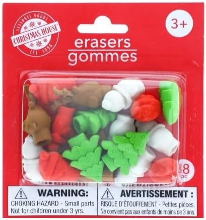 Christmas Holiday Pencil Topper Erasers, 18-ct. Packs