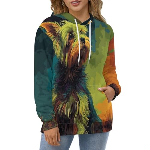 Pull décontracté crewneck Yorkshire à manches longues et style art abstrait - 2