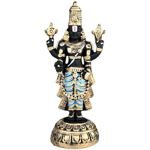 Image of Tirupati Balaji Idol for Car Dashboard, Venkateswara Swamy murthi, Vaastu Advised Balaji Statue - Tirupati Balaji Murti Idols for Pooja Room (Gold Big)