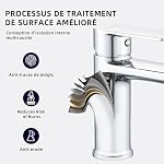 BELZ Mitigeur Lavabo Salle de Bain– Robinet Monocommande, Économie d’Eau et d’Énergie, avec Bec Hauteur 96 mm, Installation Facile, G 3/8 Robinetterie,Chromé