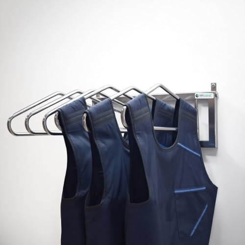 Image of IS IndoSurgicals Lead Apron Hanger Stand, SS 304 Wall Mounted Rack for X-Ray & Radiology Rooms (Holds 6 Aprons)