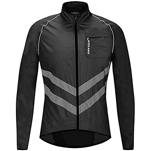 SxLingerie Fahrradjacke Fahrradjacke Männer Winter Cycling Bike-Jacke Für Männer MTB Windundurchlässige Wasserdichter Leichte Mantel Mit Reflektorstreifen Für Radfahren Laufen Gehen,Schwarz,XL Cover