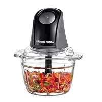Russell Hobbs Küchenmaschine [Mini Zerkleinerer] elektrisch (für Gemüse,Obst,Fleisch, Zwiebeln, 1l Behälter, spülmaschinenfest, 2 Geschwindigkeiten, Edelstahlklingen, 350W) Matte Charcoal 27131-56