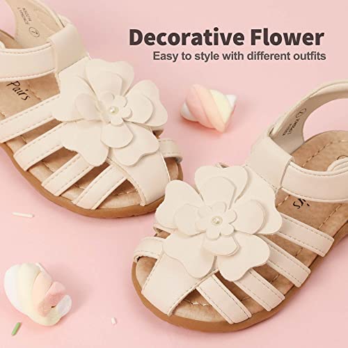 Image of DREAM PAIRS Girls Toddler /Little Kid Closed-Toe Flower Summer Dress Sandals Shoes