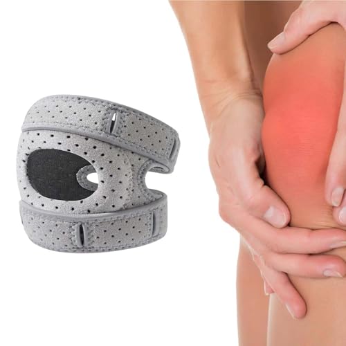 Wellness Knee Brace Knee Pads Flexible for Women Men Adjustable Knee Support with Side Stabilizers Patella Knee Brace with Patella Gel Pads for Running Sports Workouts Grey 1PCS