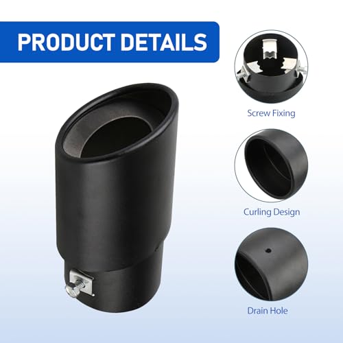Jawmoy JA90 1 Pc Car Universal Straight Exhaust Tip thumb #2