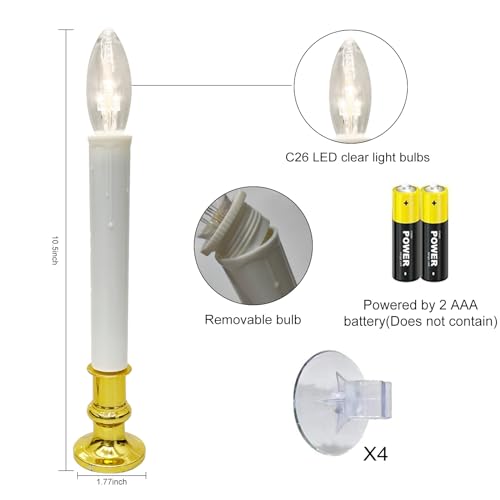 Cbebew 4 Pack Christmas Window Candles Lights, Battery Operated Window Candles With Timer thumb #1
