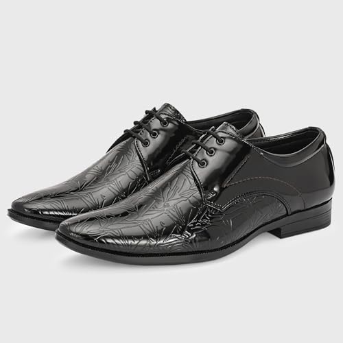 Image of Centrino Men's Formal Lace-Up Shoes | Soft & Comfortable Formal Shoe| Lace-Up, Textured Detail, Formal Business Style| Design Formal Shoes | Stylish-Looking Footwear (9362)