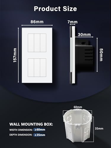 BSEED Smart Lichtschalter mit WiFi Dimmer Schalter,LED Dimmschalter Unterputz,Kompatibel mit Amazon Alexa&Google Home,Smarte Zeitpl&auml;ne,3 Fach 1 Weg Wlan Wandschalter Wei&szlig;(Neutralleiter Erforderlich)