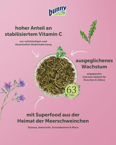 bunnyNature MeerschweinchenTraum Young - Meerschweinchen Alleinfuttermittel bis zum 5. Lebensmonat - 63 Pflanzen & Kräuter, Vitamin C & Superfood - 1,5kg