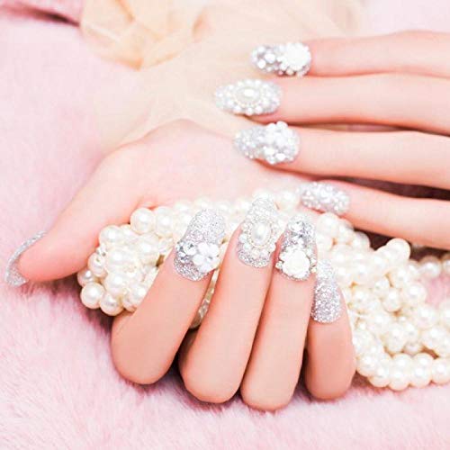 TJJF Braut glänzende Hochzeitsnägel Aufkleber Dekoration Mädchen Diy Simulation Falscher Nagel Vollständige Nagelspitzen… – Bild 3