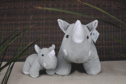 Mother & Baby Rhino Stuffed Animal Toy Set | Super Soft Cute Plushies For Kids' Bedroom | 14-In Safari Stuffed Animals For Girls & Boys | Big & Small Animal Toys For Toddlers 1-3 By Exceptional Home #TOP5