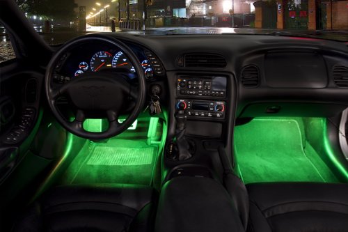 2 Piece High Quality Interior Footwell Trunk Light Strips Under Dash Kit (Green)
