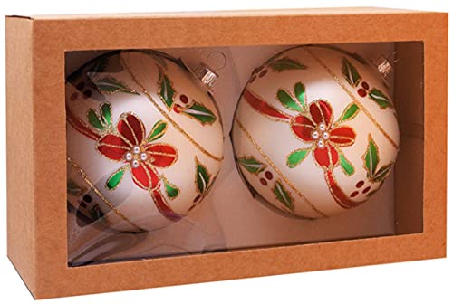 VITBIS Bolas de Navidad de Cristal, 2 Unidades, Color Blanco, 10 cm, pintadas a Mano Cover