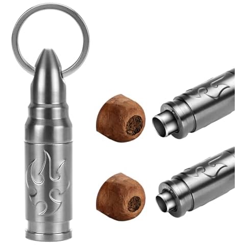 LIHTUN Portable Cigar Punch Cutter - Twist-Out Cigar Punch with 2 Sizes, Clockwise Switch Between Large and Small Punch Holes, Precision Cutting for Various Cigars, Christmas Day Gift (Silver) Cover