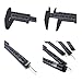 TamBee Plastic Vernier Caliper, 150mm Mini Caliper for School Students, Double Scale Caliper Jewelry Brow Sliding Gauge Ruler Measuring Tool 6Inch 5PCS(Black)