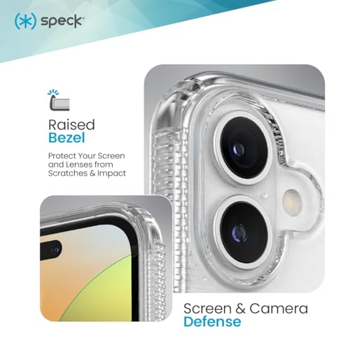 Image of Speck Clear iPhone 16 Plus Case - Slim Phone Case iPhone 16 Plus - iPhone 16 Plus Phone Case - MagSafe - GemShell - Crystal Clear