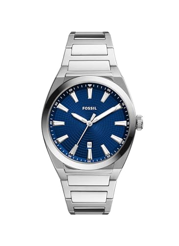 Montre Everett pour homme Fossil en acier inoxydable avec quartz à trois aiguilles