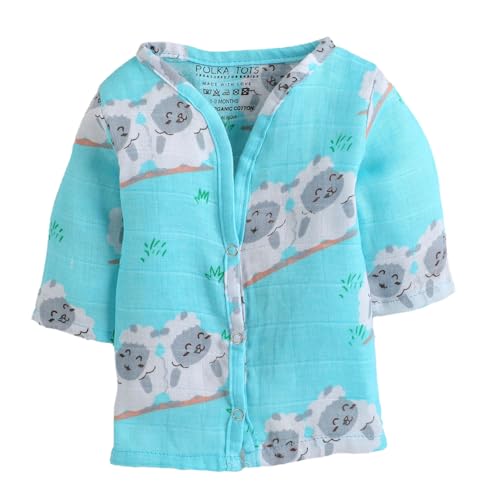 Image of POLKA TOTS Unisex Cotton Full Sleeve Button Jhabla for Baby Boys and Baby Girls