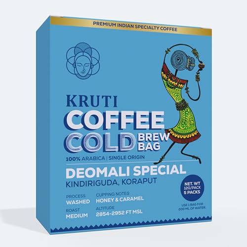 Kruti Coffee - Cold Brew Coffee Drip Bags pack Of 5 | Easy Brewing Travel Coffee Bags | Premium Arabica Coffee Bean Bags | Medium Roast Ground Coffee | Speciality Coffee Beans Freshly Roasted & Ground | Deomali Special - Koraput Coffee (B0B65GLJ2T) Amazon Price History, Amazon Price Tracker