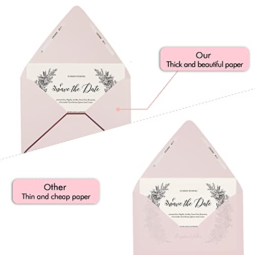 A7 Pink Envelopes 50 Pack With Rose Gold Border Christmas Envelopes Quick Self Seal, For 5X7 Cards| Perfect For Weddings, Invitations, Photos, Graduation, Baby Shower (Pink-Rose Golden Border) #TOP3