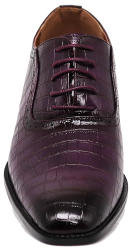 Image of Gator3N Men's Alligator Crocodile Print Oxfords Fashion Lace Up Dress Shoes