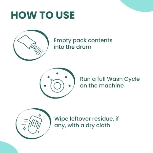 Image of Happi Planet Washing Machine Cleaner & Descaler Powder | 4 Sachets (20g Each) | Removes Limescale, Dirt & Soap Scum | Deep Drum Cleaner for Top Load & Front Load Machines | Eliminates Odor & Residue