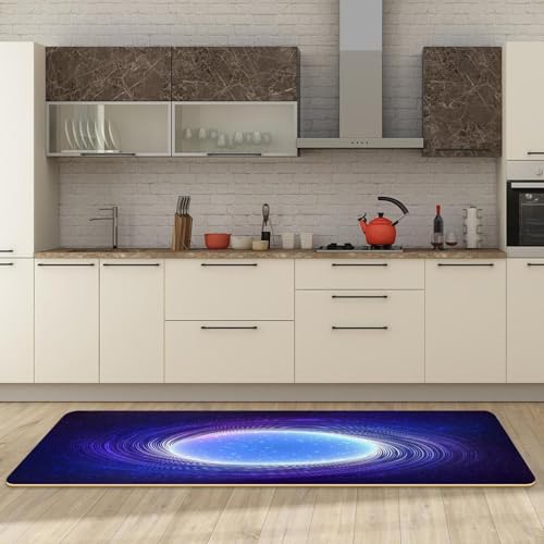 Tapetes de cocina VAPOKF con espiral neón lavables y antideslizantes pack de 2 3