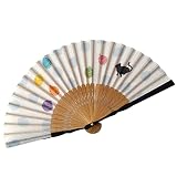 浴衣 扇子 和装 [なごみや] ねこあそび 布扇子夏扇 ゆかた 夏着物用 暑さ 熱中症 対策 レディース 20.5cm 猫と水風船_白2642