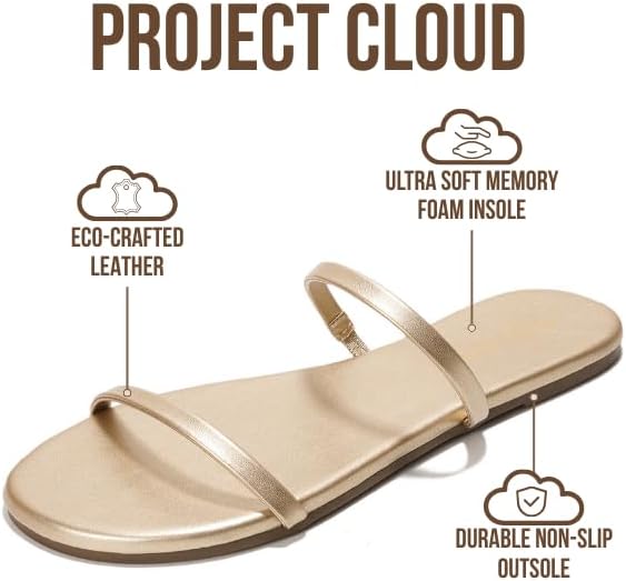 Project Cloud Summer Sandals for Women 2026 - Memory Foam Insole and Eco-Crafted Leather Beach Flip Flops for Women - Non Slip and Lightweight Double Strap Womens Sandals (Transition) - Image 2