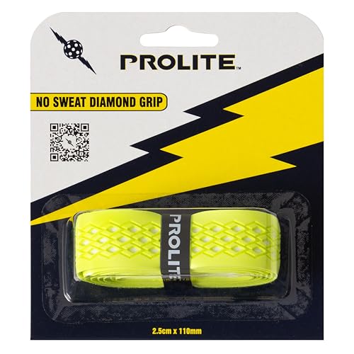 No-Sweat Diamond Grip for Pickleball Paddles, Tennis, Racquetball (Neon Yellow w/White Underlay...