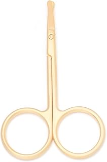 Yutoner Eyebrow and Nose Hair Safety Curved Scissors, 3.4 Inch Stainless Steel Professional Facial Hair Beard Eyelashes Eyebrow and Moustache Scissors Trimmer (Gold)